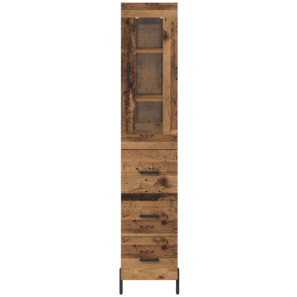 vidaXL Single Glass Door 3 Drawer Old Wood Highboard Image 7