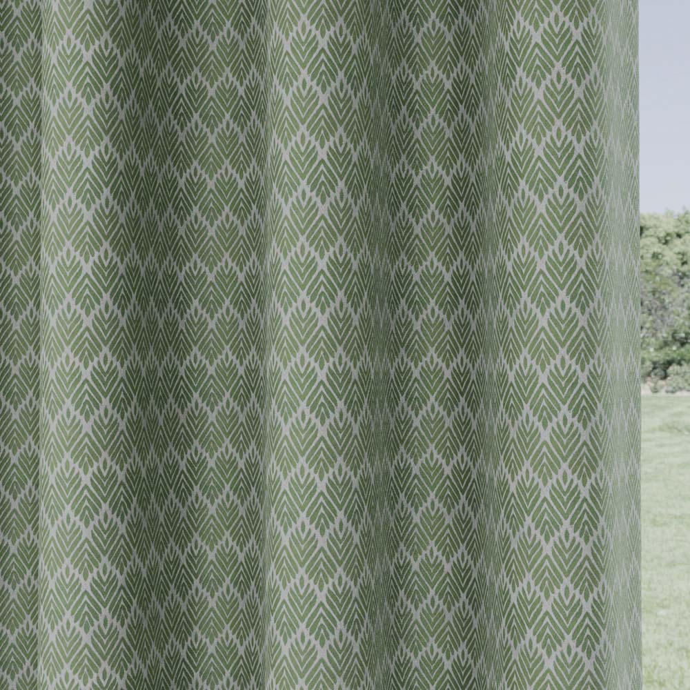 Enhanced Living Aspen Green Leaf Pattern Thermal Eyelet Curtains 168 x 229cm Image 3