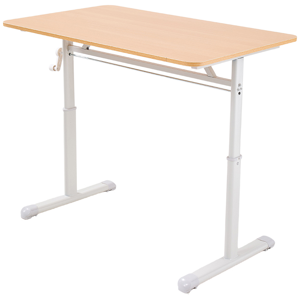 Living and Home Carbon Steel Frame Manual Height Adjustable Laptop Desk Natural and White Image 2