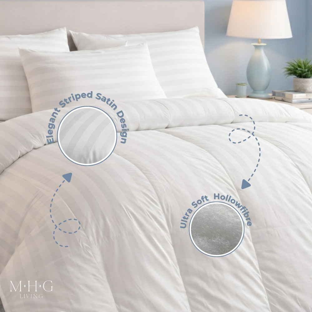 MHG Living Single White Striped Extra Warm Winter Hollowfibre Duvet 16.5 Tog Image 4