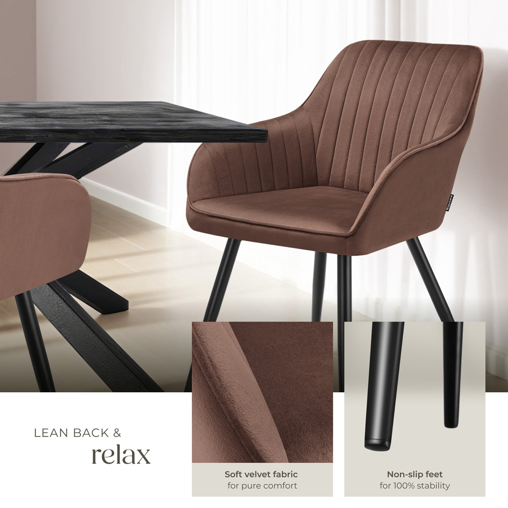 tectake Marilyn Brown and Black Velvet Look Quilted Chair Image 8