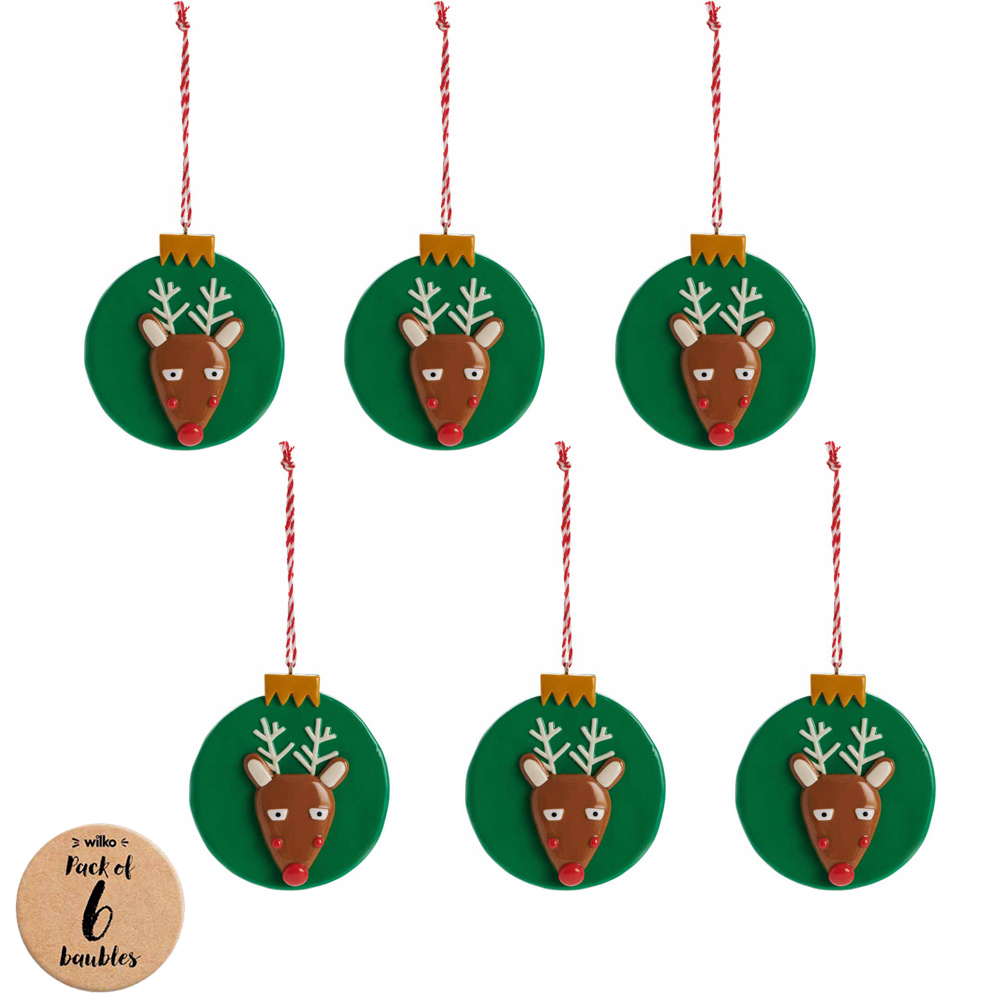 Wilko Merry Reindeer Bauble Dough Decoration 6 Pack Image 1