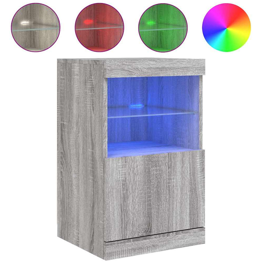 vidaXL Single Door 2 Shelf Grey Sonoma LED Sideboard Image 8