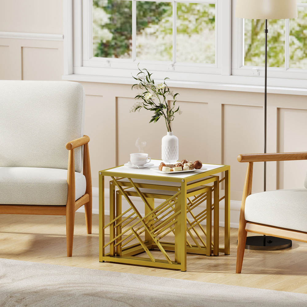 Portland White Nest of Tables Set of 3 Image 3