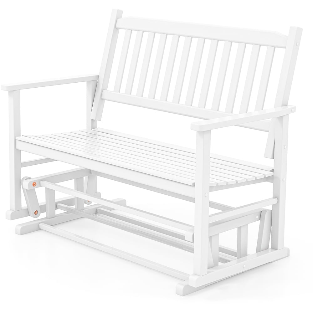 Costway 2 Seater White Glider Garden Bench Image 2