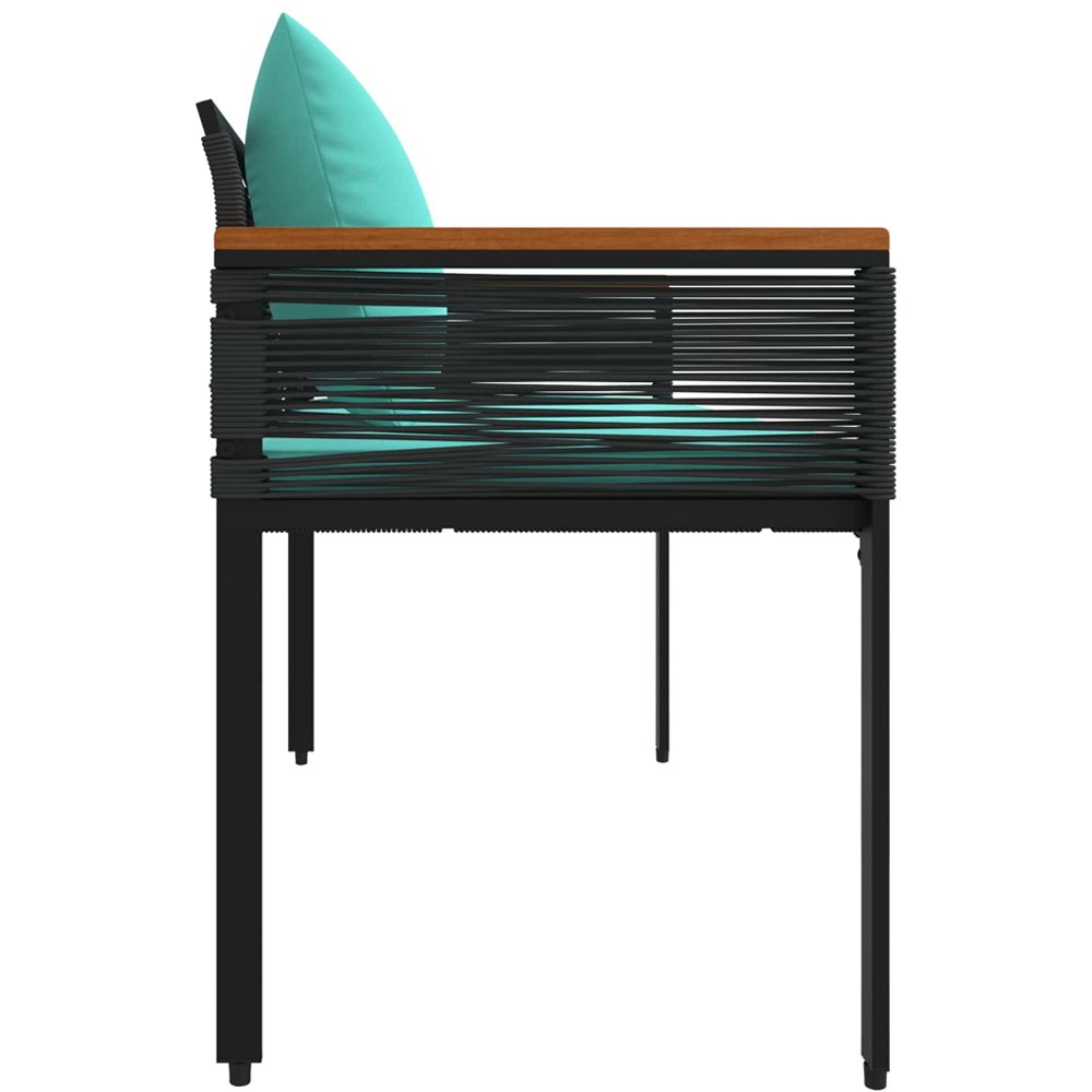 vidaXL Black and Turquoise Poly Rattan Garden Bench with Cushion 117 x 54 x 74.5cm Image 5