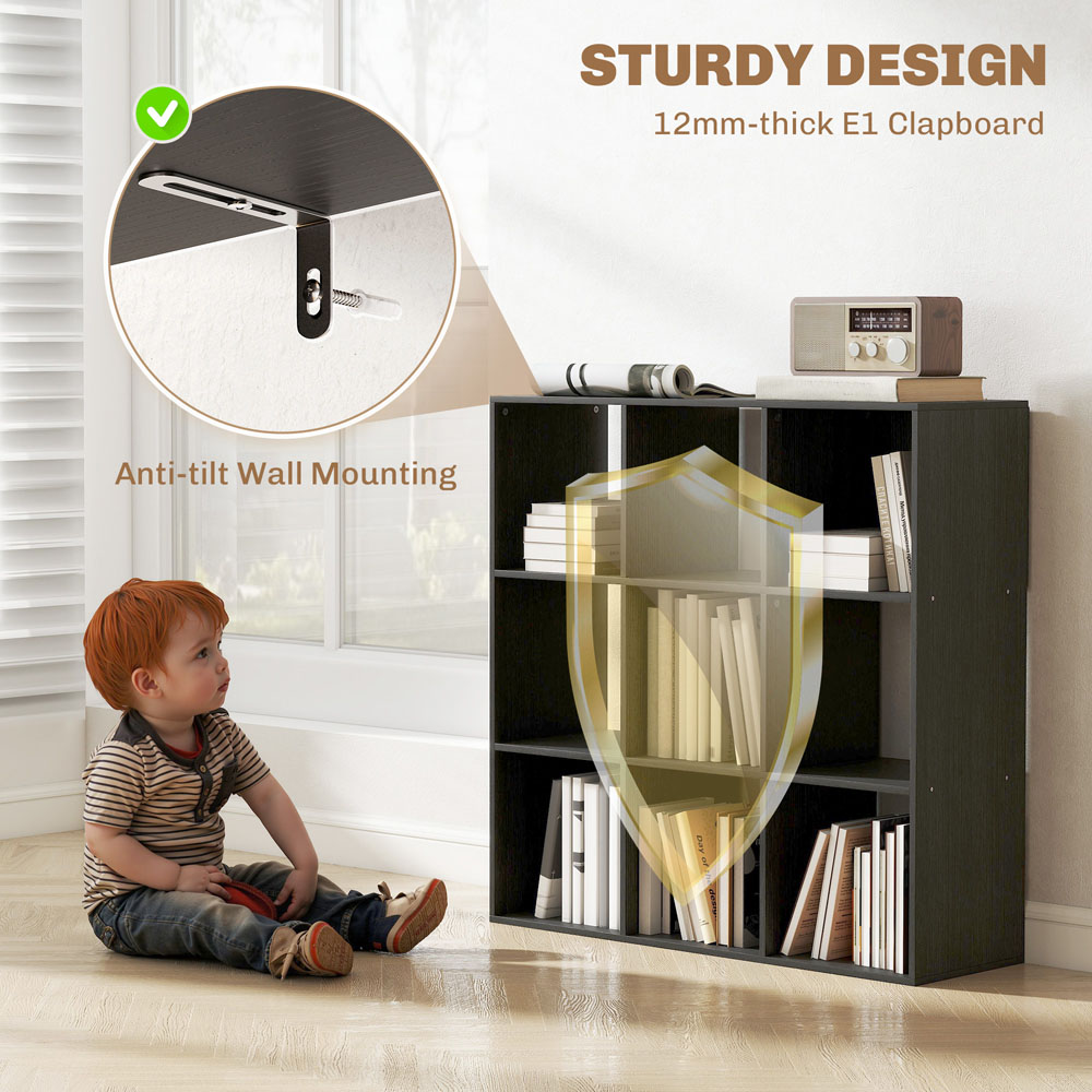 HOMCOM 9 Cube Black Storage Unit Image 5