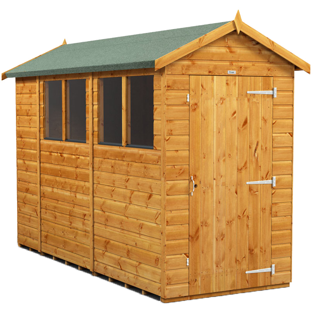 Power Sheds 10 x 4ft Apex Wooden Shed with Window Image 1