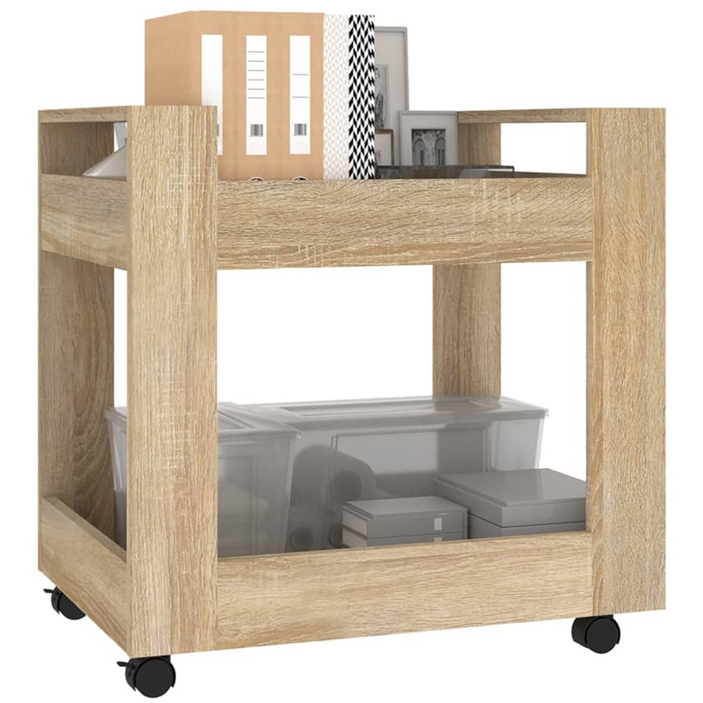 vidaXL 2 Shelf Sonoma Oak Wooden Desk Trolley Image 3