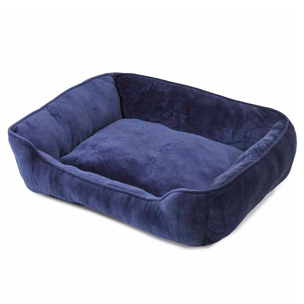 House Of Paws Navy Velvet Square Dog Bed Small Image 2