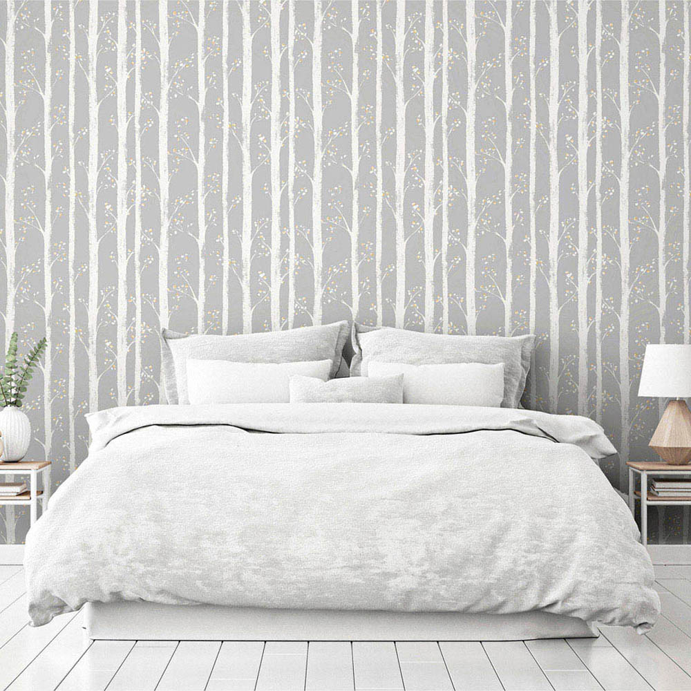 Arthouse Pretty Trees Ochre and Grey Wallpaper Image 6