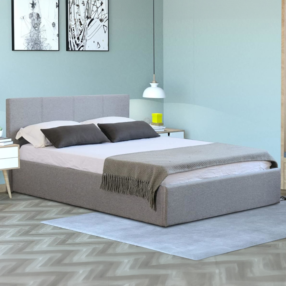 Home Treats Small Double Grey Ottoman Bed with Mattress Image 1