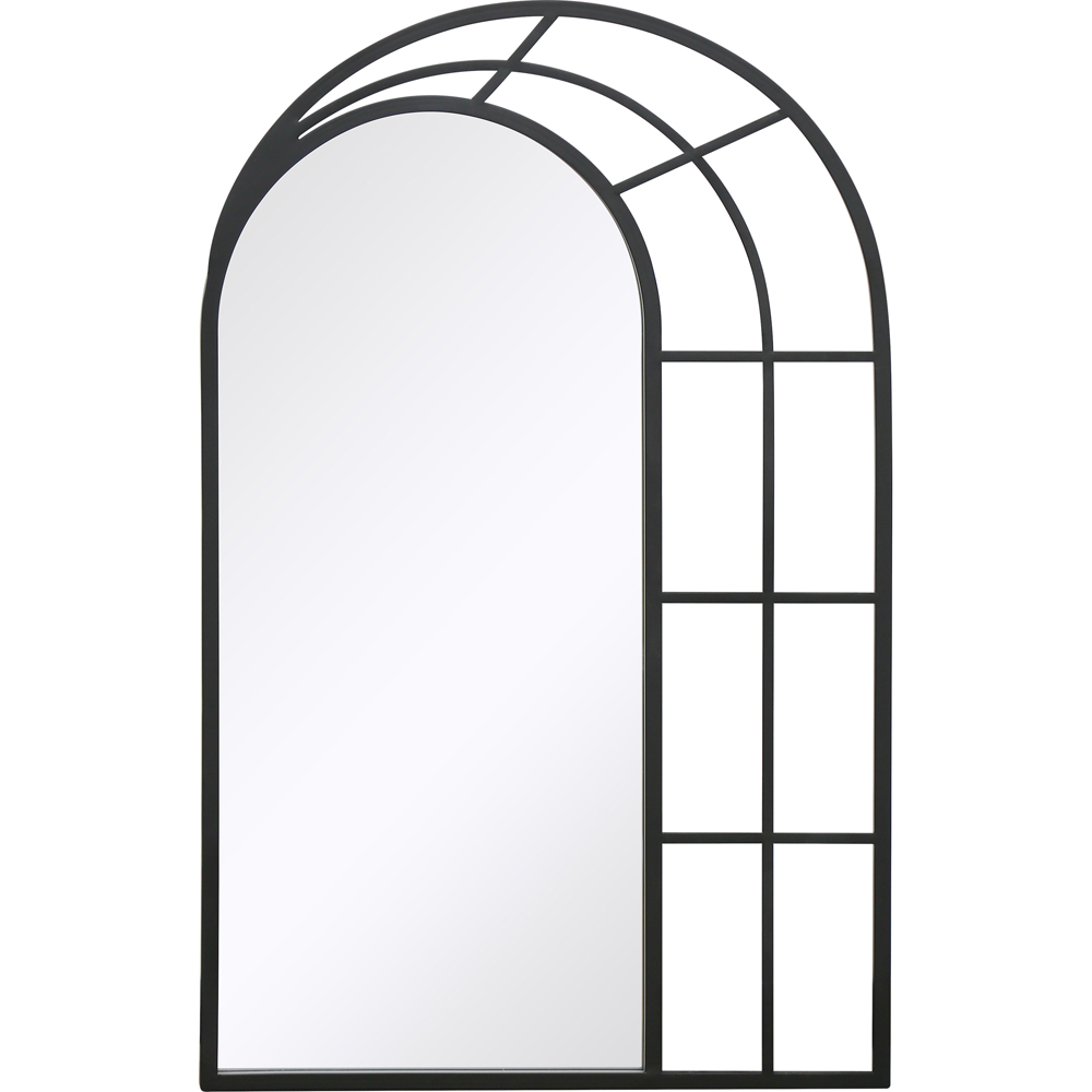 Charles Bentley Paris Black Arch Window Outdoor Wall Mirror 95 x 60cm Image 1
