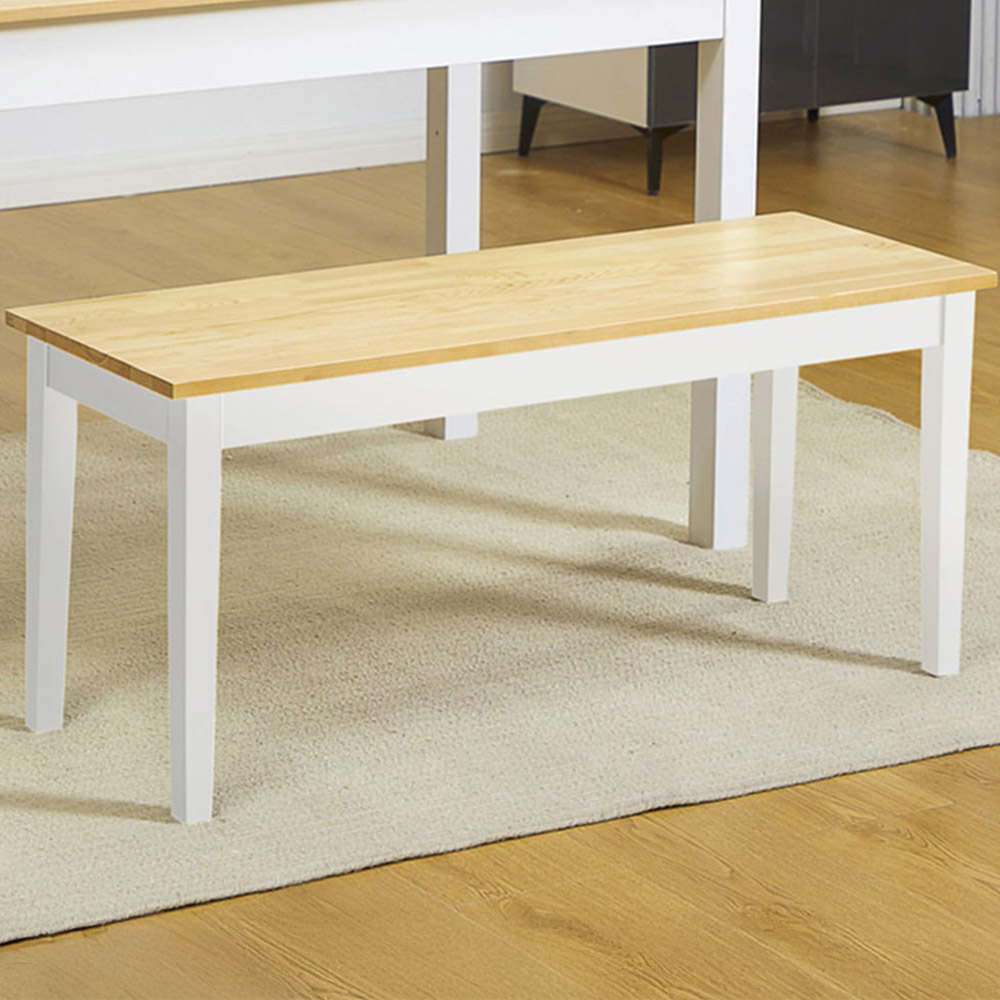 Portland 2 Seater Natural Wood Effect Dining Bench Image 1