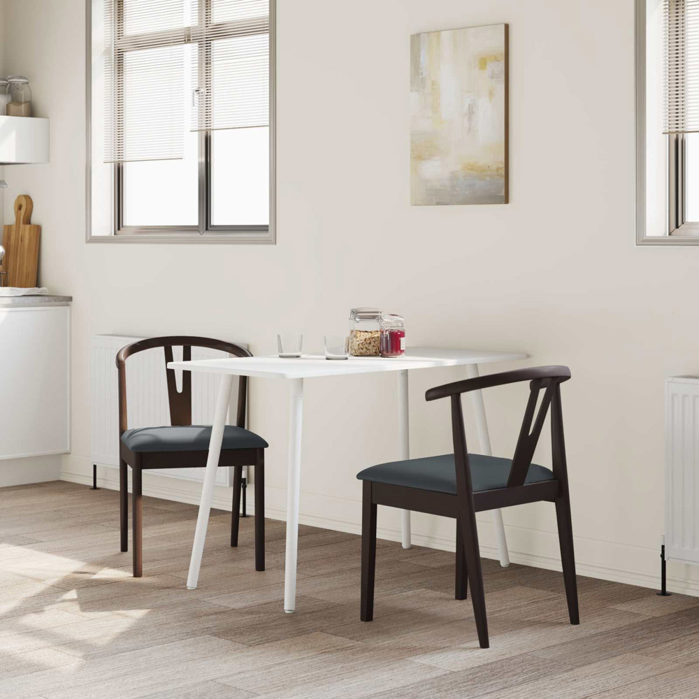 vidaXL Set of 2 Light Brown and Black Rubberwood Dining Chairs Image 9