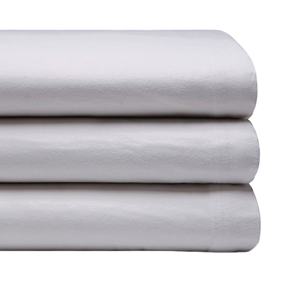 Serene Double Grey Brushed Cotton Flat Bed Sheet Image 3