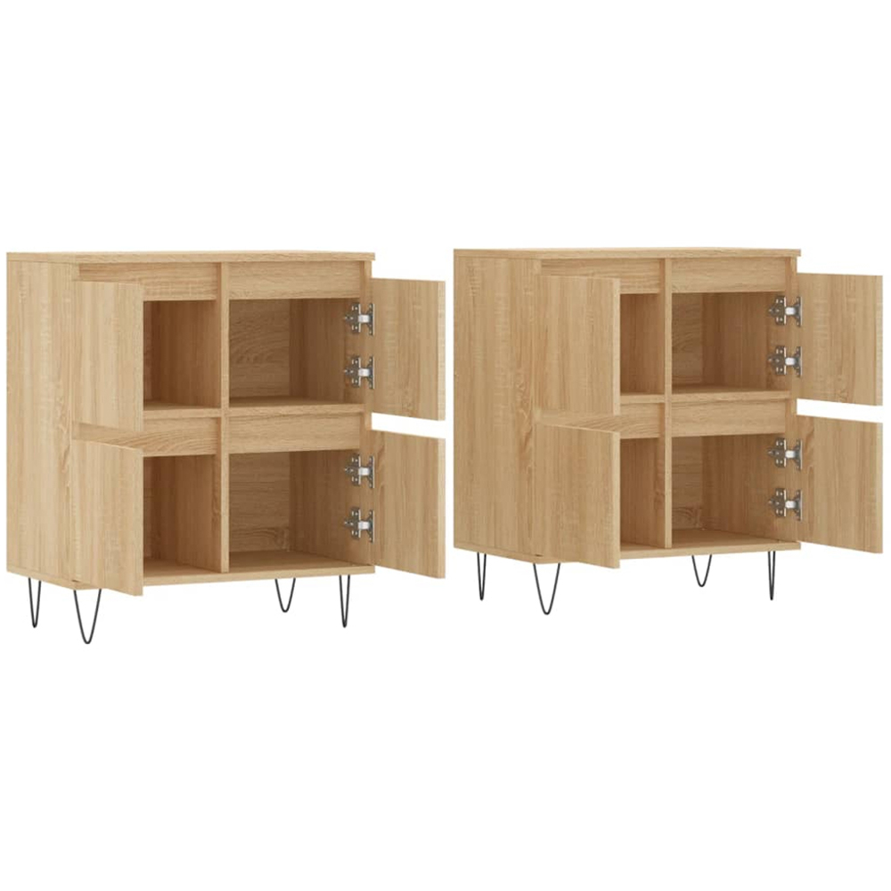 vidaXL 4 Door Sonoma Oak Square Sideboard Set of 2 Image 4