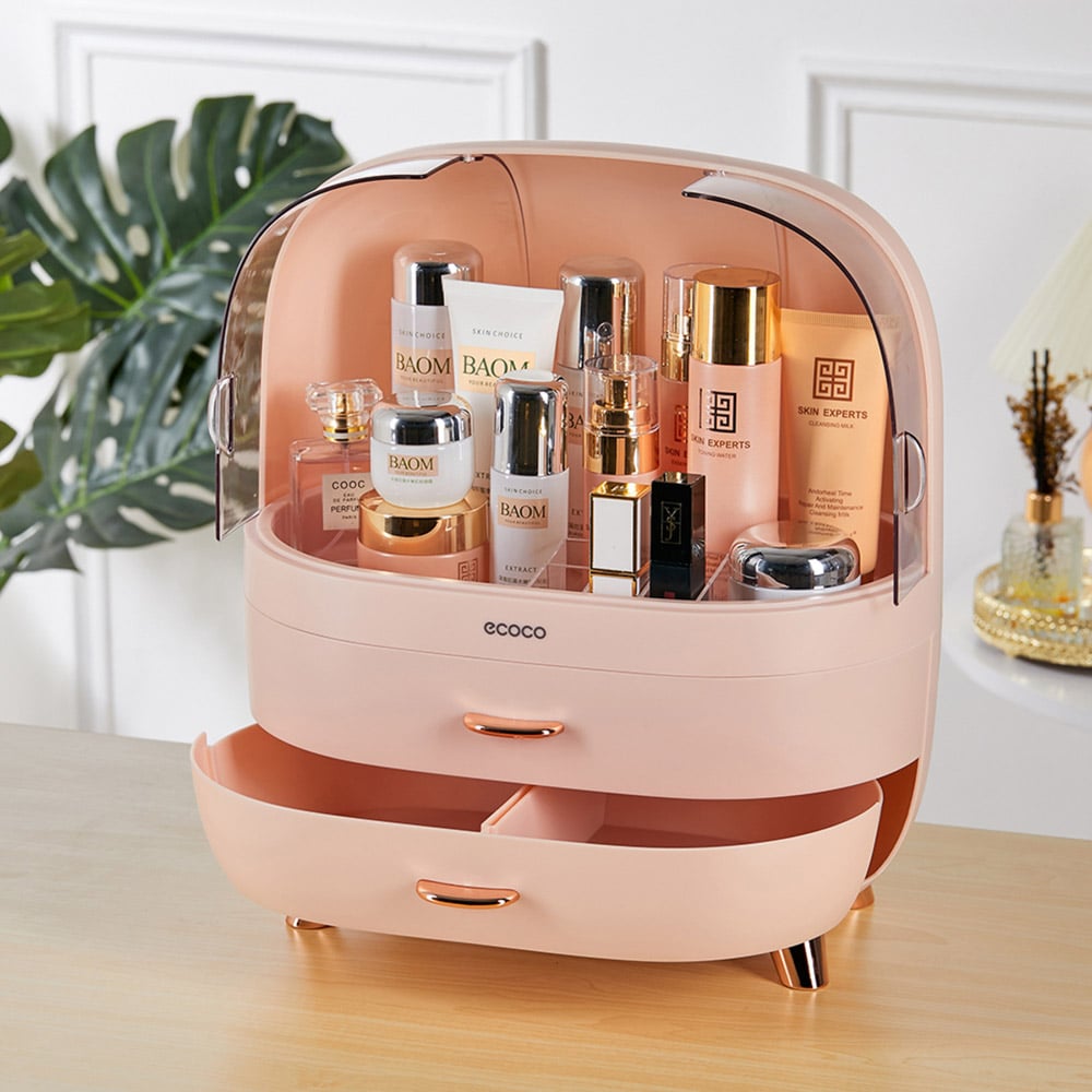 Living and Home 2 Drawer Makeup Storage Organiser with Transparent Door Image 7