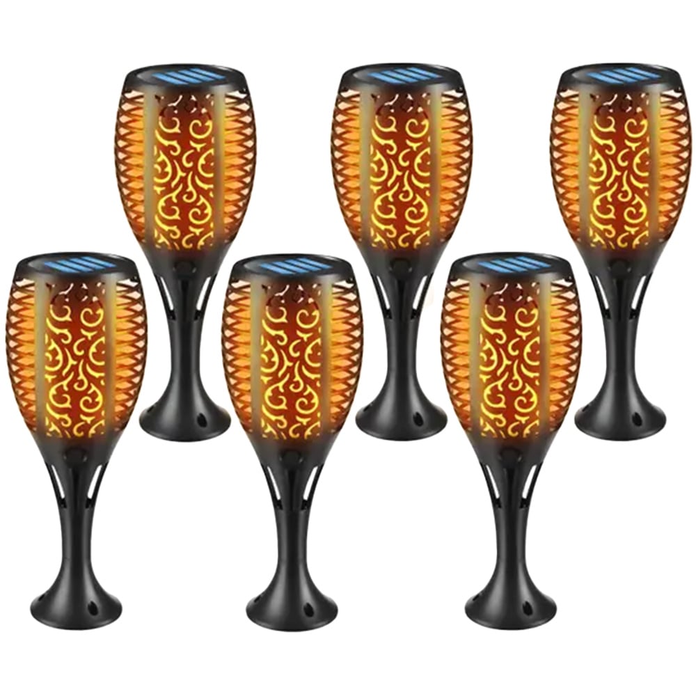 tectake Flame Design LED Solar Garden Light 6 Pack Image 1
