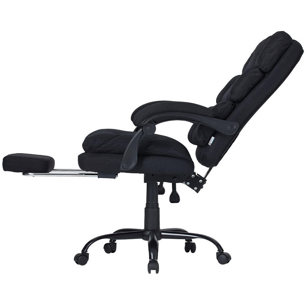 Living and Home Black Linen Ergonomic Reclining Office Chair with Footrest Image 4