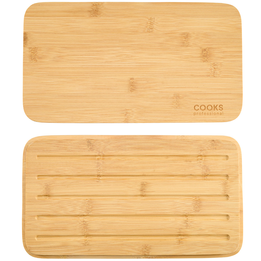 Cooks Professional Blue Diamond Pattern Bread Bin with Linen Bag and Bamboo Lid Image 5
