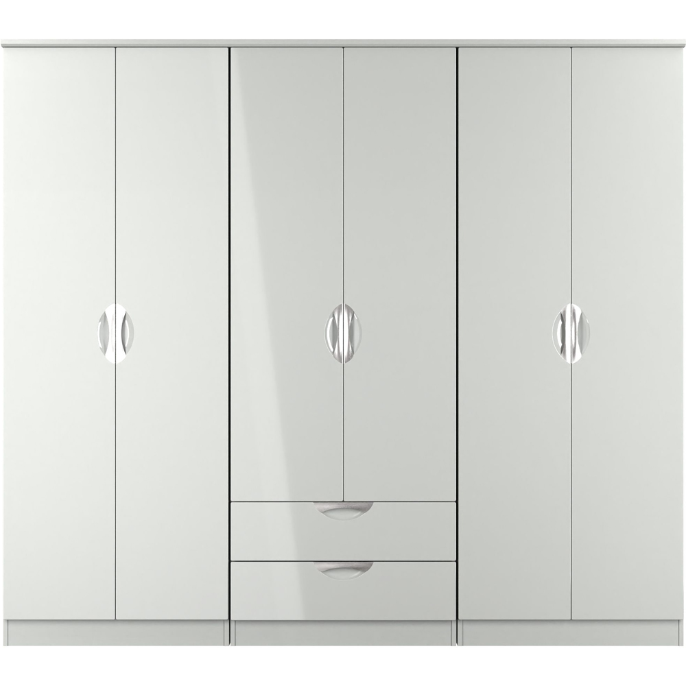 Crowndale Camden 6 Door 2 Drawer Grey Gloss and Dusk Grey Wardrobe Ready Assembled Image 3
