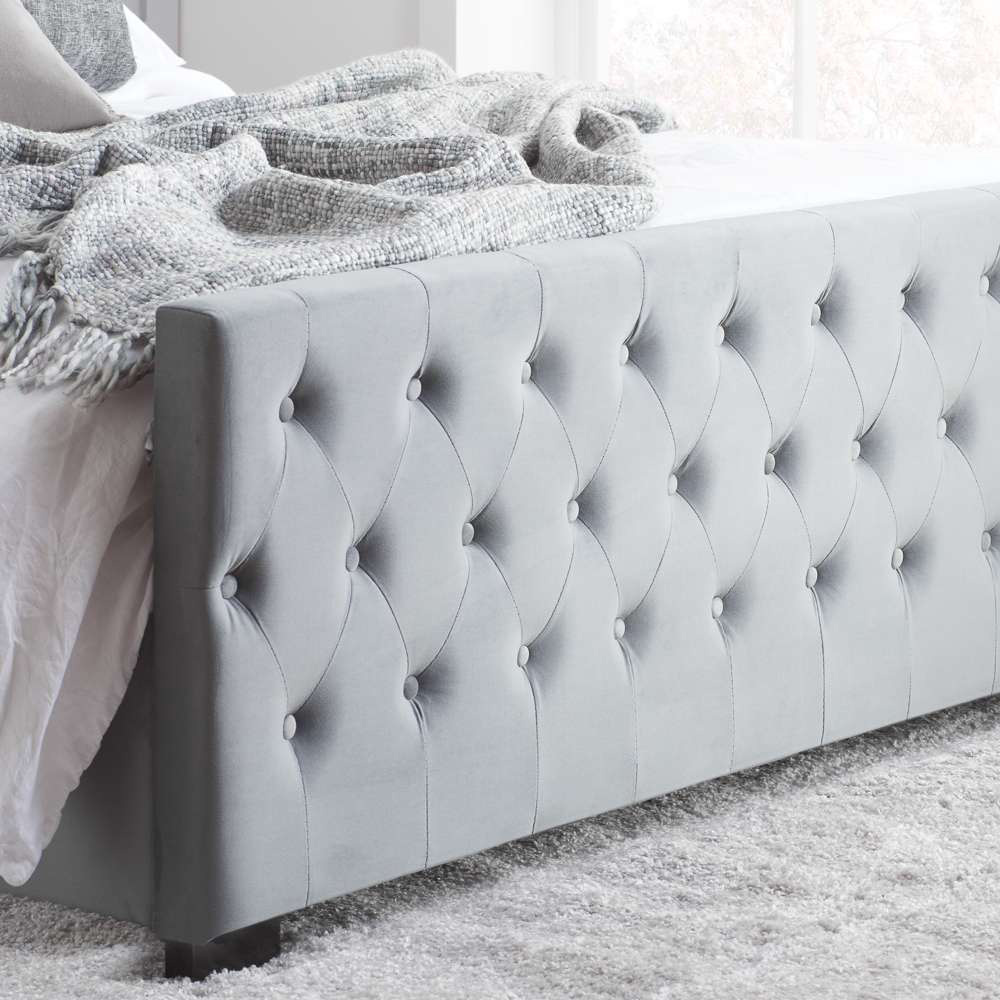Marquis King Size Grey Velvet Bed Frame Image 4