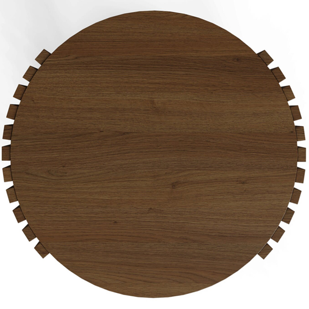 GFW Zadie Single Shelf Walnut Slatted Round Side Table Image 5