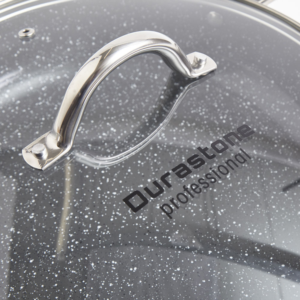Durastone 28cm Non Stick Shallow Aluminium Casserole Pan with Lid Image 2