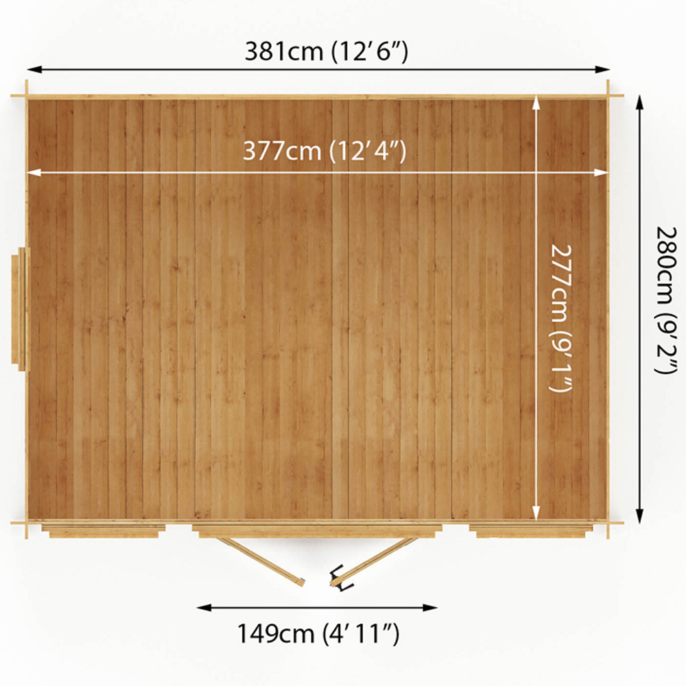 Mercia 13.1 x 9.8ft Double Door Wooden Reverse Apex Log Cabin Image 8