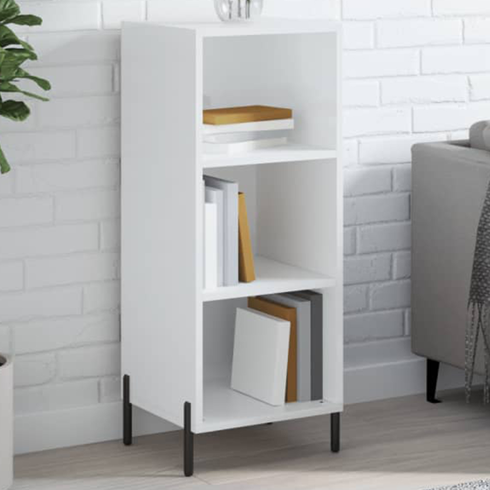 vidaXL 3 Shelf High Gloss White Sideboard Image 1