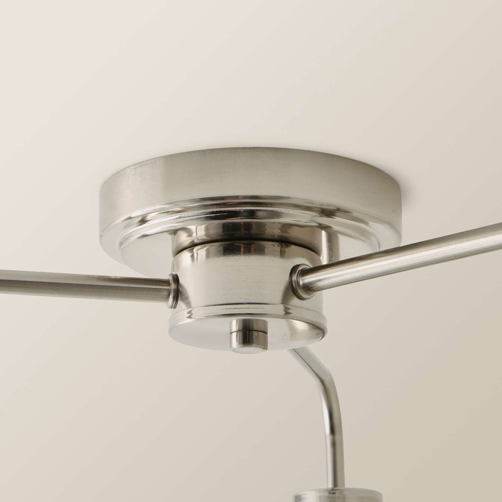 ValueLights Susie 3 Arm Lantern Shade Brushed Chrome Glass Ceiling Light with Bulb Image 4
