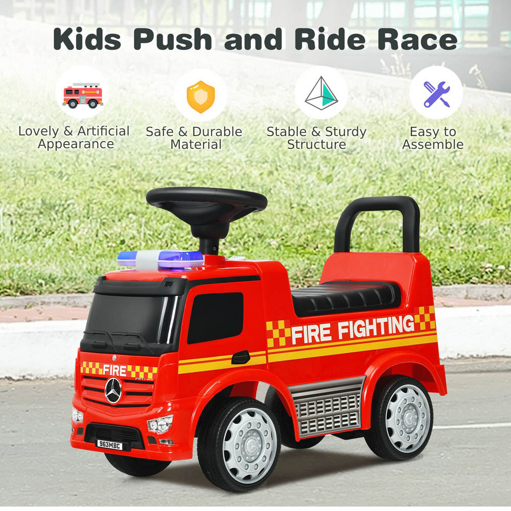 Costway Kids Red Licensed Mercedes Benz Firefighter Ride On Push Car Image 3
