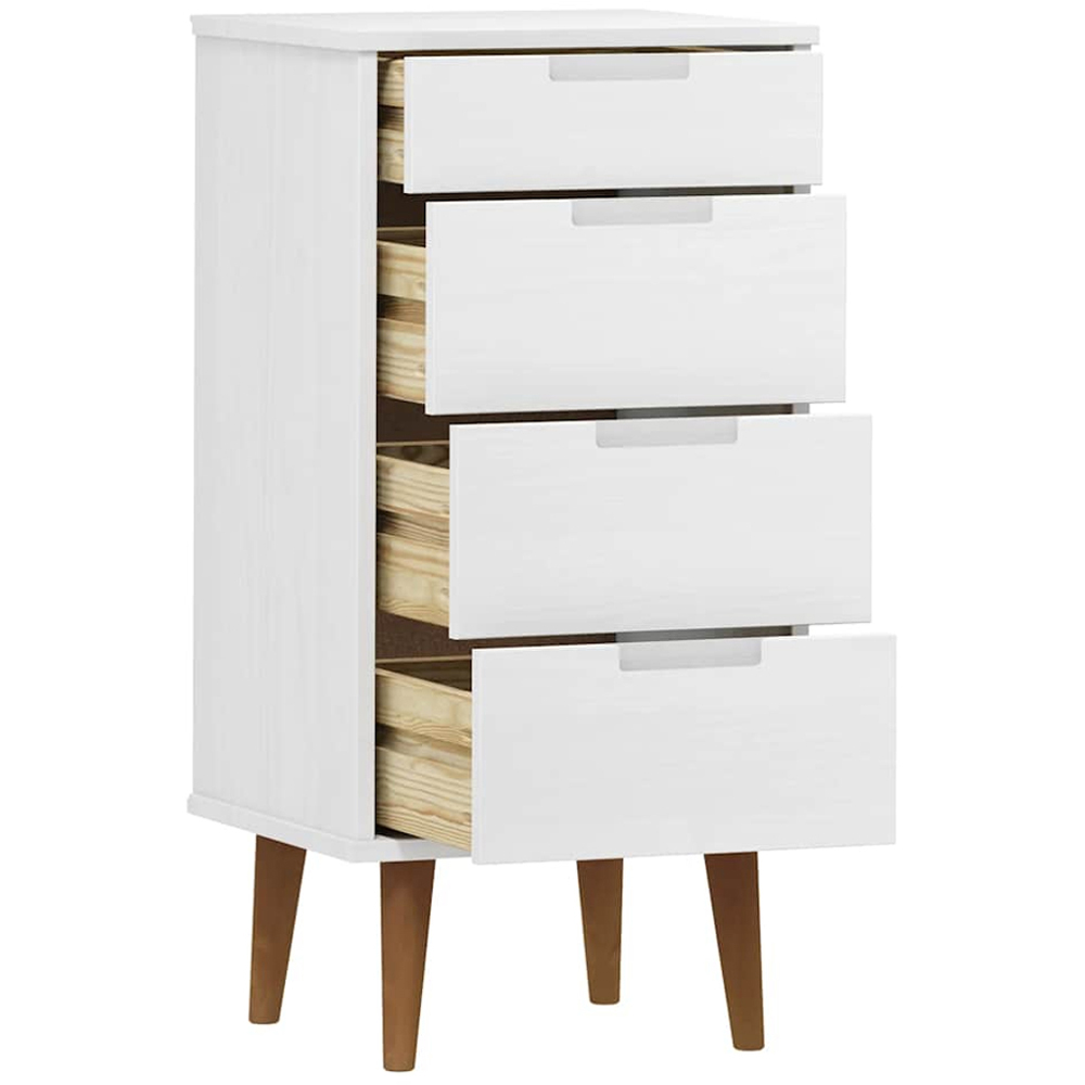 vidaXL 4 Drawer White Solid Pine Wood Drawer Cabinet Image 5