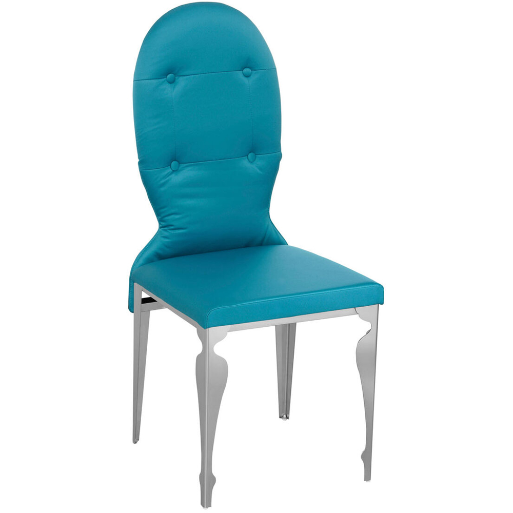 Premier Housewares Blue Teal Silk Upholstered Dinning Chair Image 2