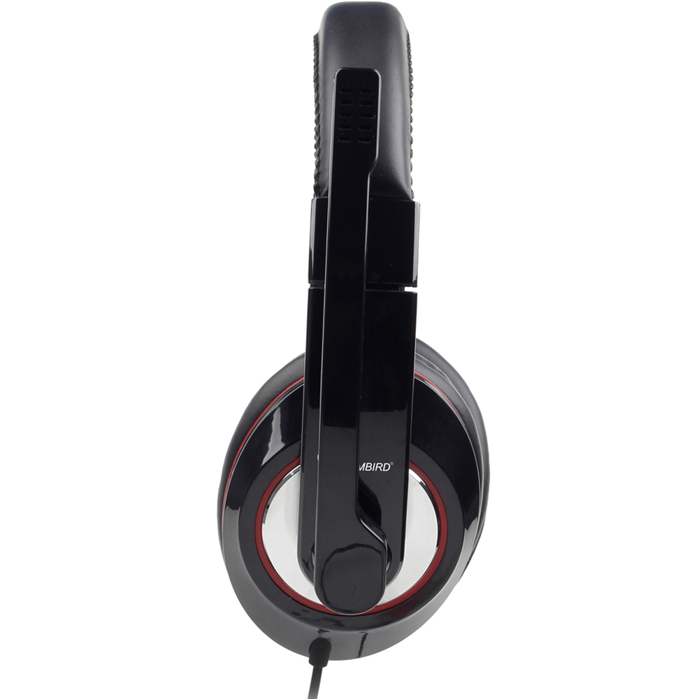 Gembird Black Red and Chrome Stereo USB Headset with Mic and Volume Control Image 2