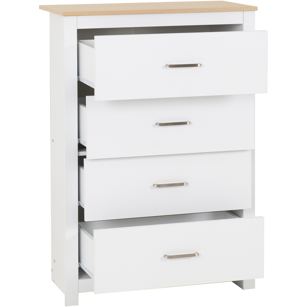 Seconique Portland 4 Drawer White and Oak Effect Chest of Drawers Image 3