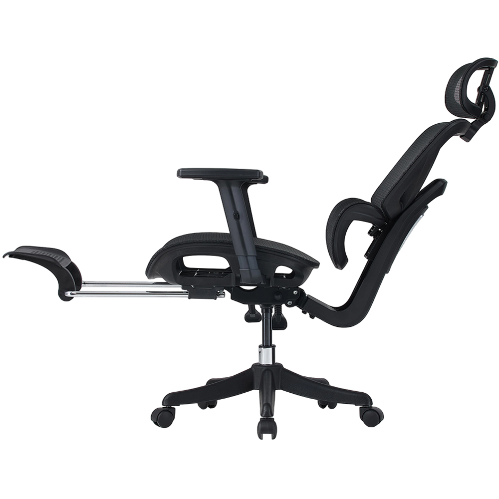 Living and Home Black Height Adjustable Mesh Office Chair with Footrest Image 3
