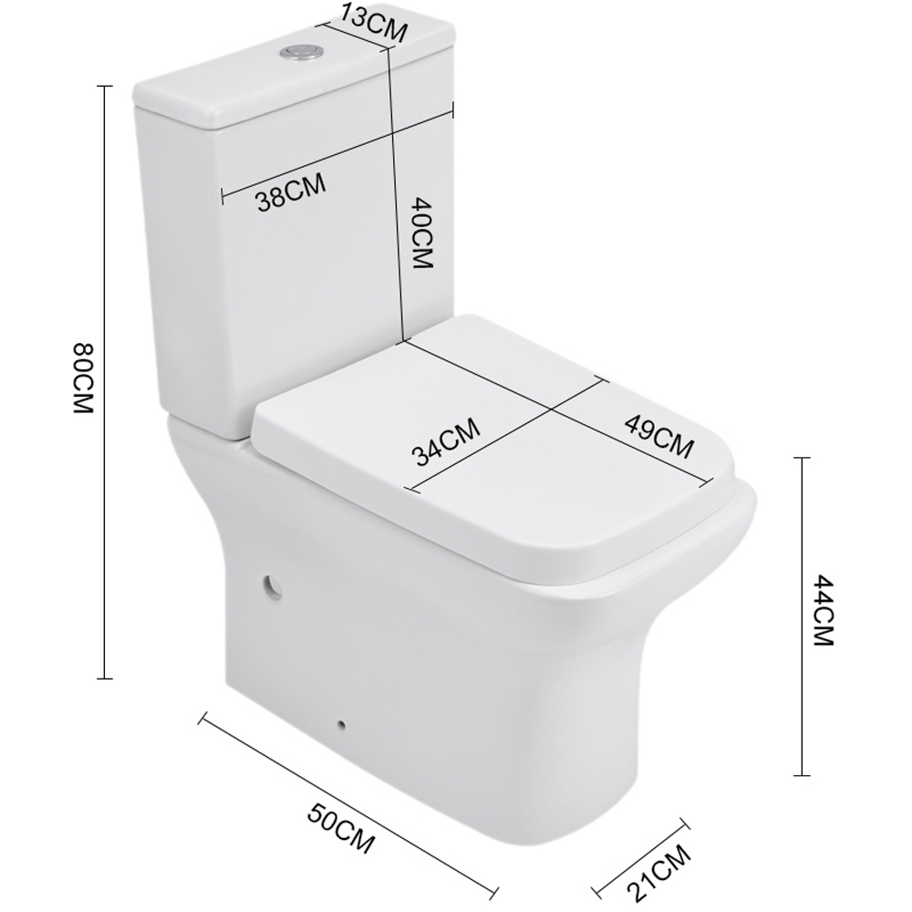 H&O Direct 2 Piece Elongated Square Dual Flush Toilet Image 5