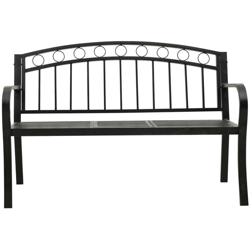 vidaXL 2 Seater Black Steel Garden Bench with Table Image 3
