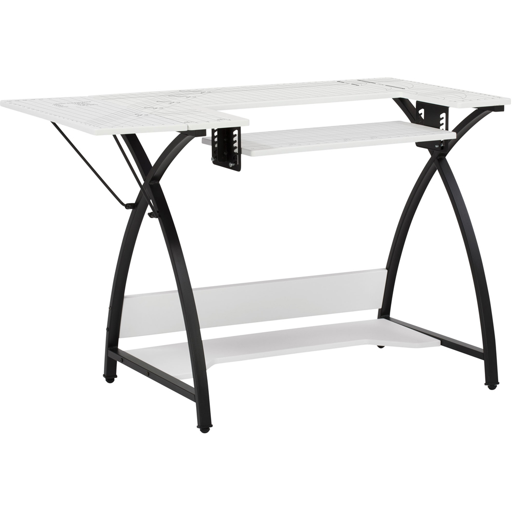 Sewing Online 13331 Single Shelf White and Black Small Sewing Table with Gridded Top Image 3