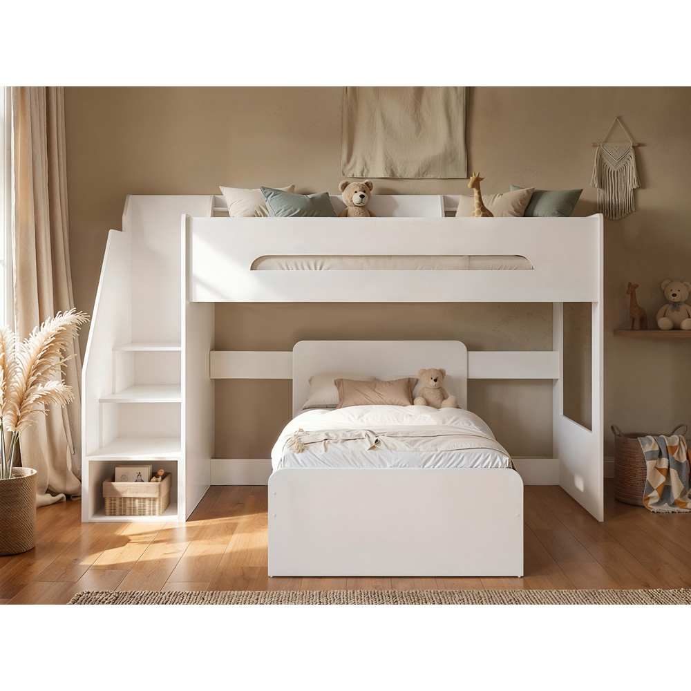 Flair Stepaside White L Shaped Bunk Bed Image 7