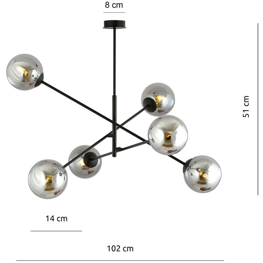 Emibig Linear 6 Light Graphite Shade Black Pendant Lamp Image 8