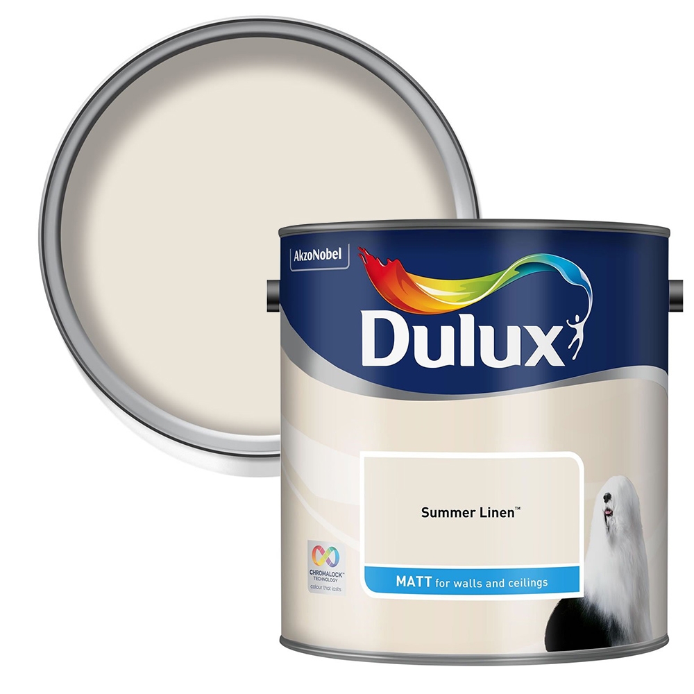 Dulux Walls & Ceilings Summer Linen Matt Emulsion Paint 2.5L Image 1