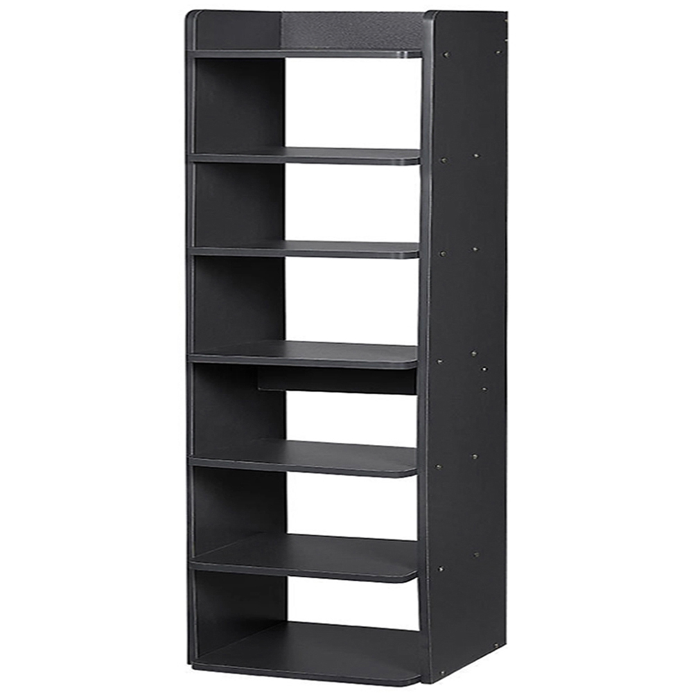 Living and Home 7 Shelf Black Wide Shoe Rack with Raised Guardrail Image 2