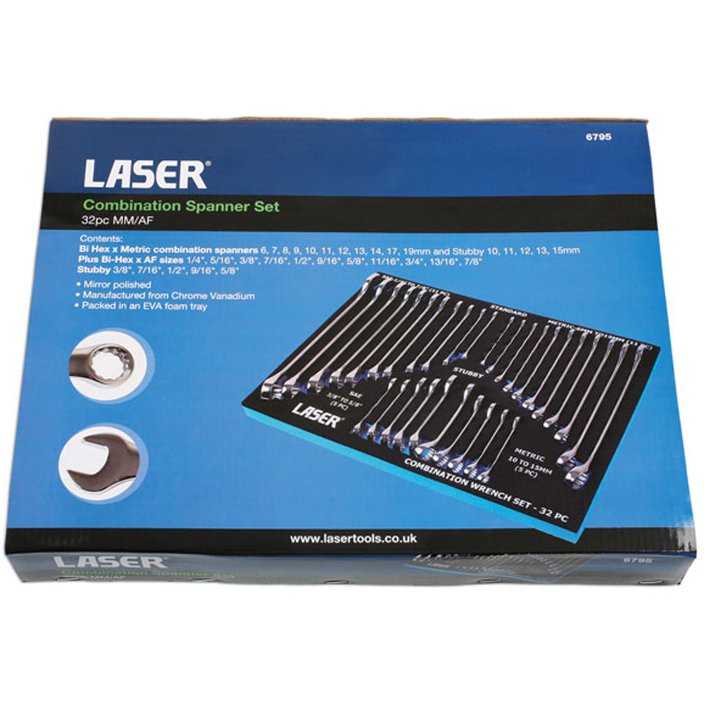 Laser 32 Piece AF Metric Combination Spanner Set with Storage Case Image 6