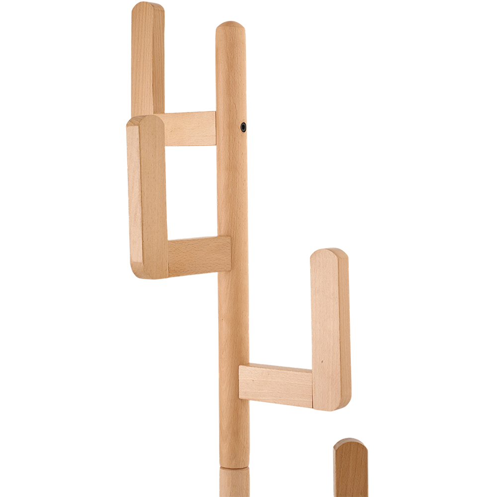 Living and Home Natural Wooden Freestanding Cloth Rack with 6 Staggered Hooks Image 3