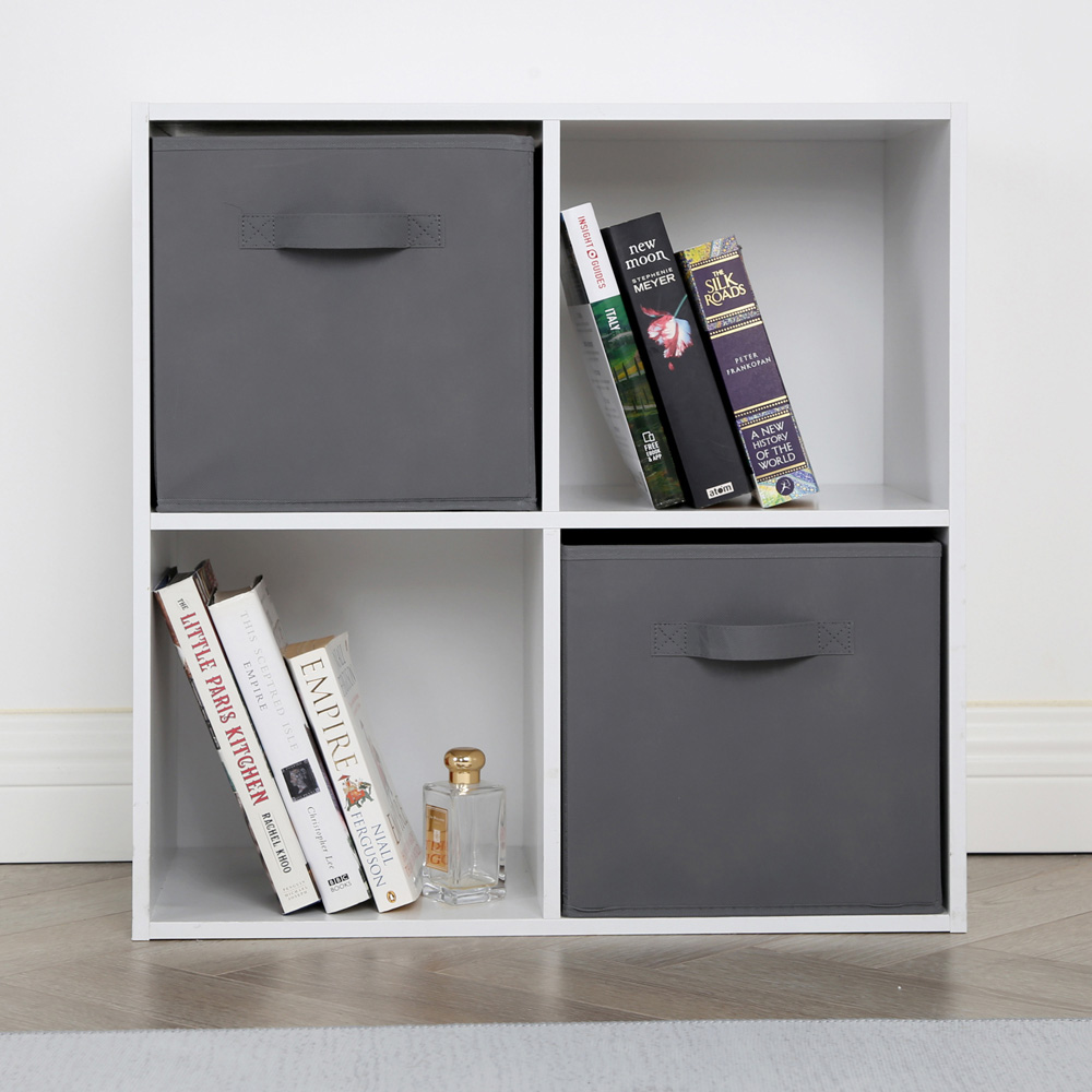 Jane 4 Shelf White Cube Storage Unit with Basket Image 7