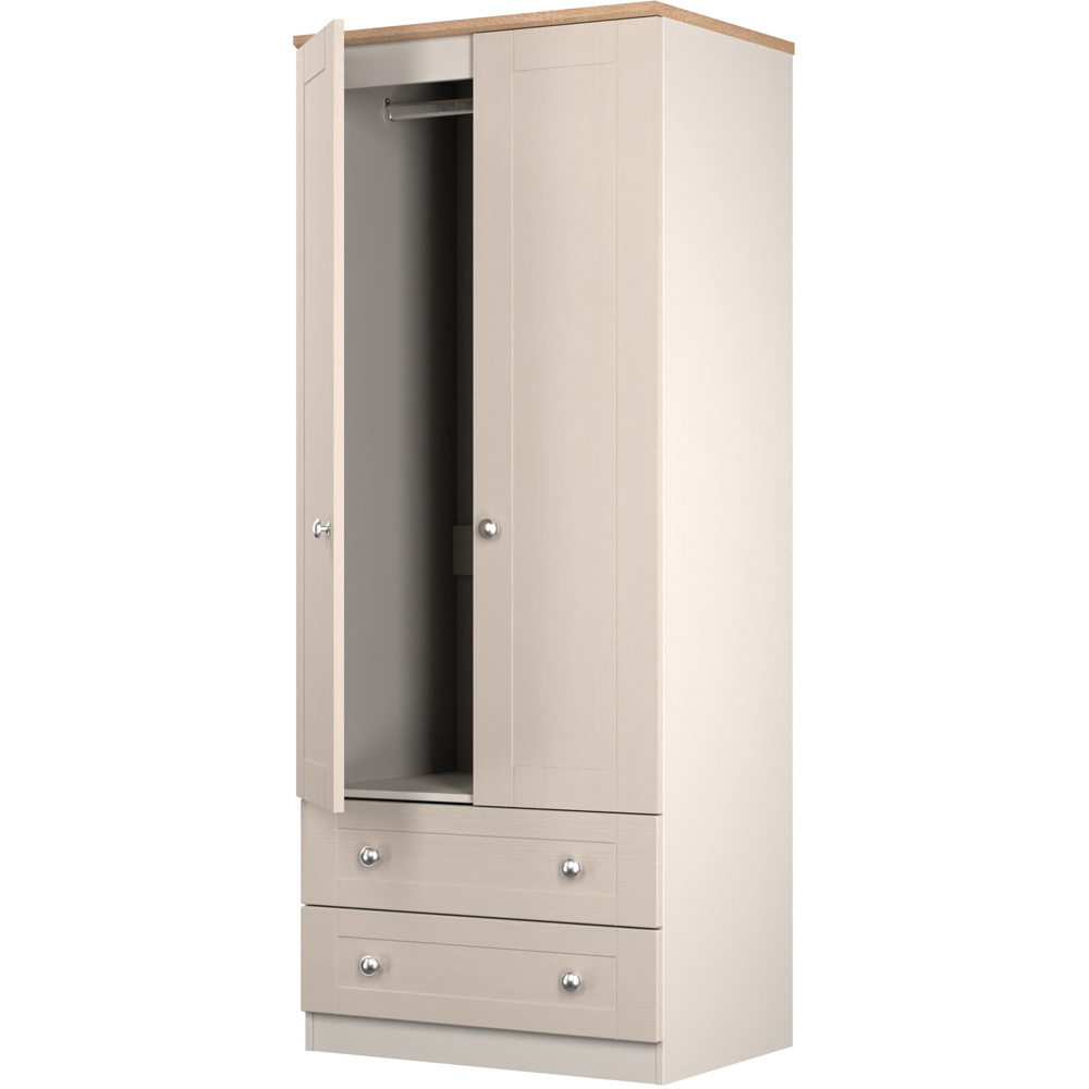 Crowndale Sussex 2 Door 2 Drawer Kashmir Ash and Bardolino Oak Tall Wardrobe Ready Assembled Image 4