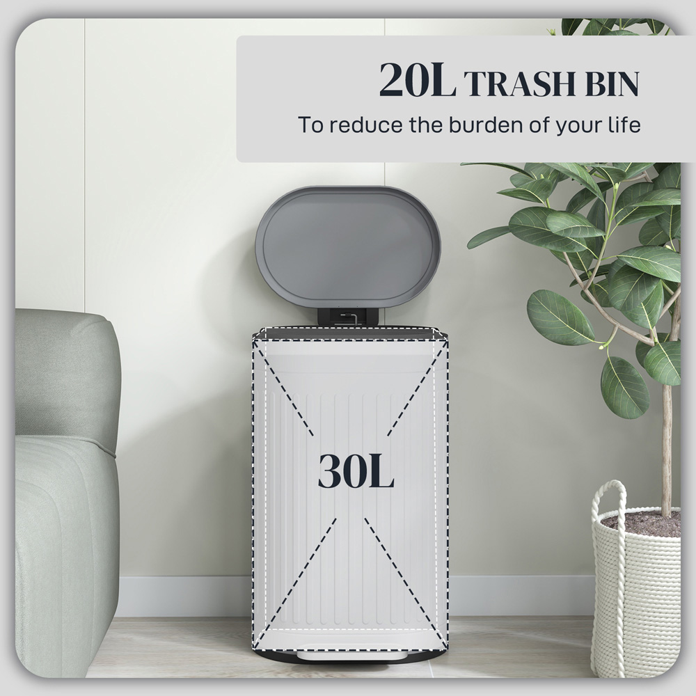 HOMCOM Grey Metal Soft Close Kitchen Pedal Bin Image 8